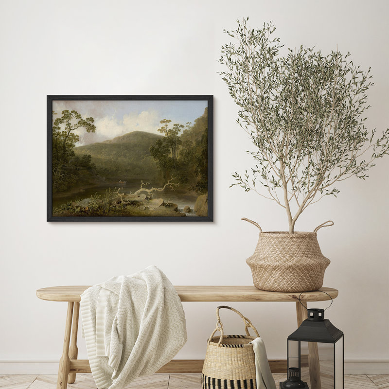 «Country Mountain River Forest Rustic Artwork, impressions encadrées, affiches, petit art mural de salle de bain», Noir