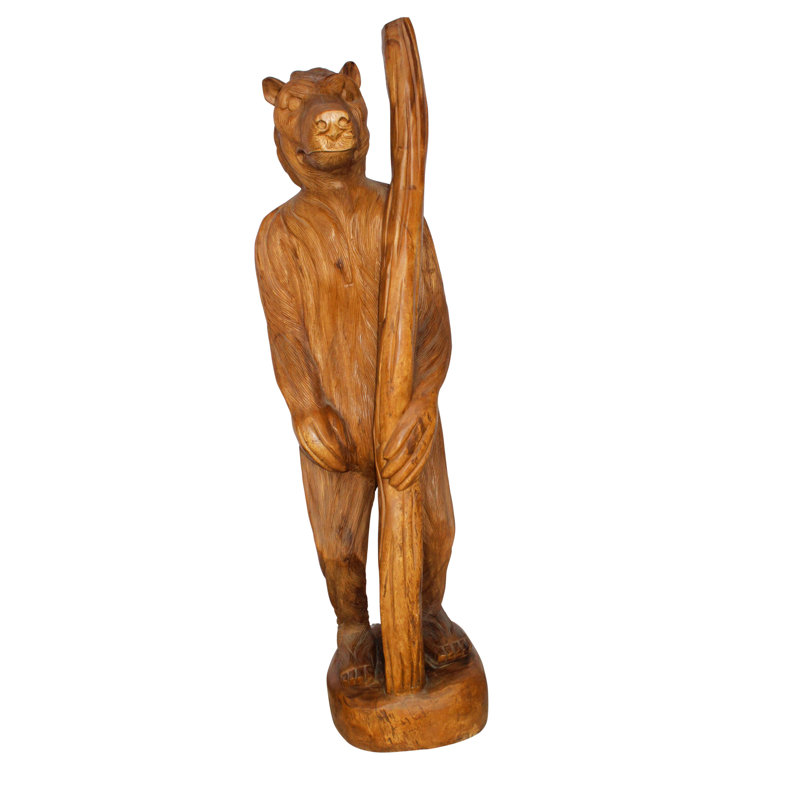 Statue d'ours debout en bois grandeur nature de la collection Nifao 19 po x 16 po x H 62 po