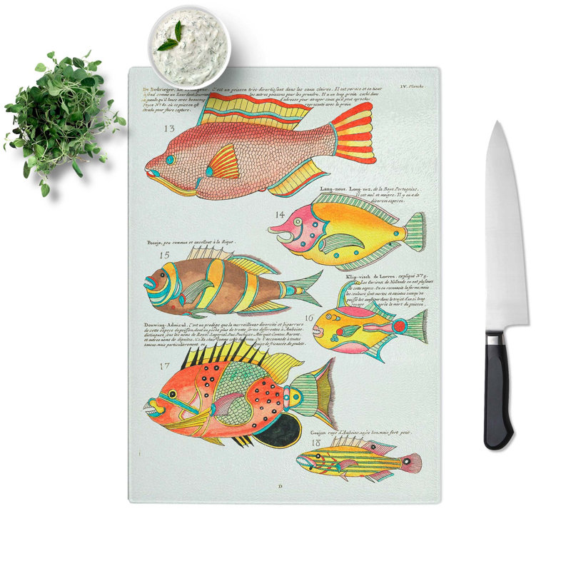 Glass East indies Fish Illustrations Iv by Louis Renard Chopping Board, 28.5 cm W x 20 cm L