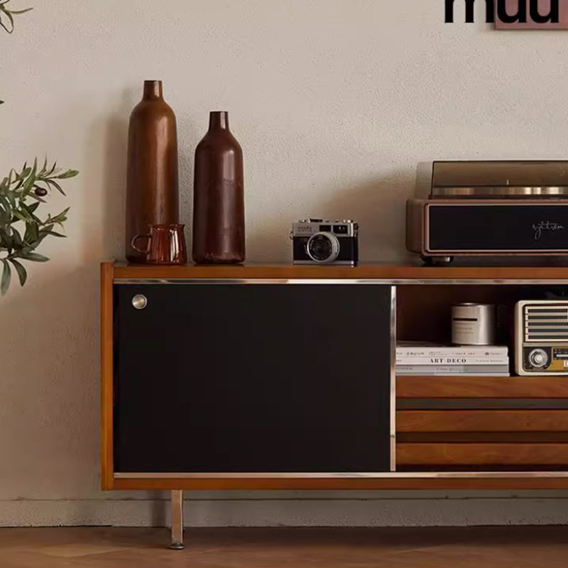 Meuble télé en bois rétro de couleur assortie, H 20,66 po x L 82,67 po x l 16,14 po