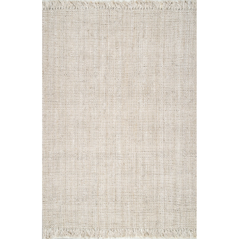 Karmine Jute Runner Rug for Dining Room Living Room Entryway Hallway Kitchen, Off White, Rectangle 5' x 7'6"
