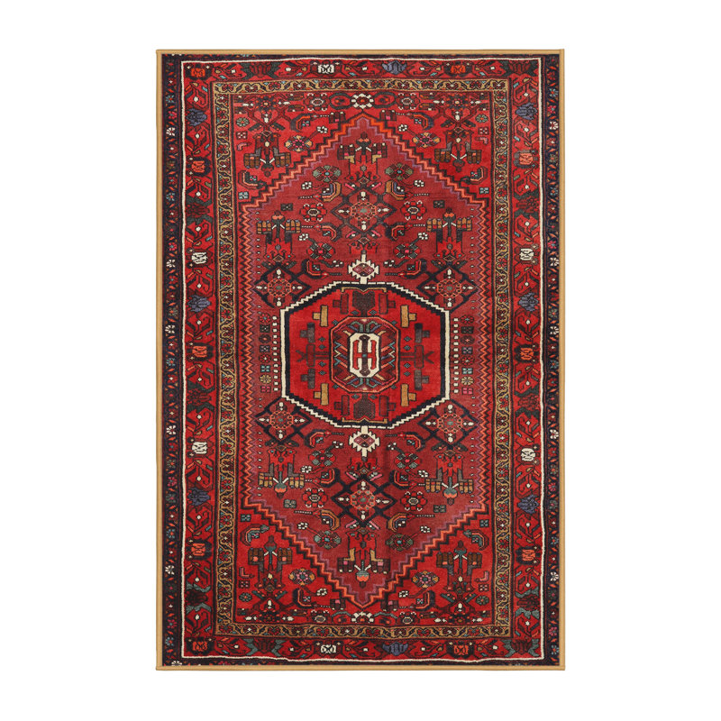 Tapis jaune clair/marron/noir Sabala, Rectangle 5 pi x 7 pi