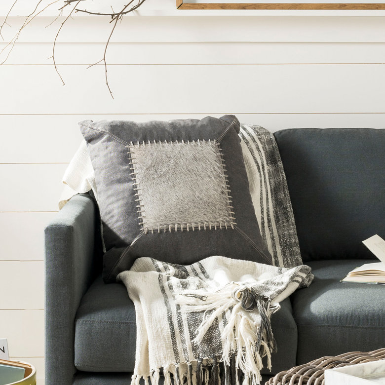 Geometric Cowhide Throw Pillow