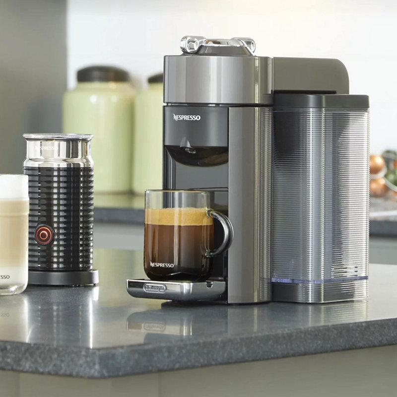 Nespresso Vertuo Coffee and Espresso Machine with Aeroccino Milk Frother by De'Longhi, Titanium