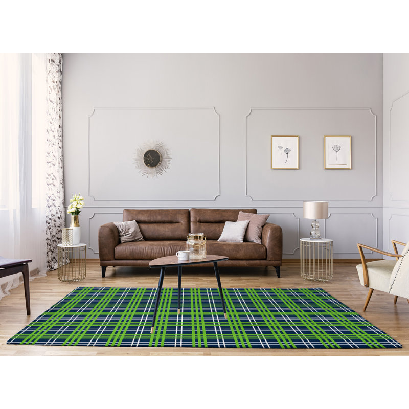 Tapis à carreaux bleu, Rectangle 8 pi x 10 pi