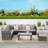 6 Piece Outdoor Patio Furniture Set, All Weather Wicker Rattan Outdoor Sofa Conversation Set With Glass Table, Cushions And Pillows, For Lawn, Garden, Backyard-335686166
