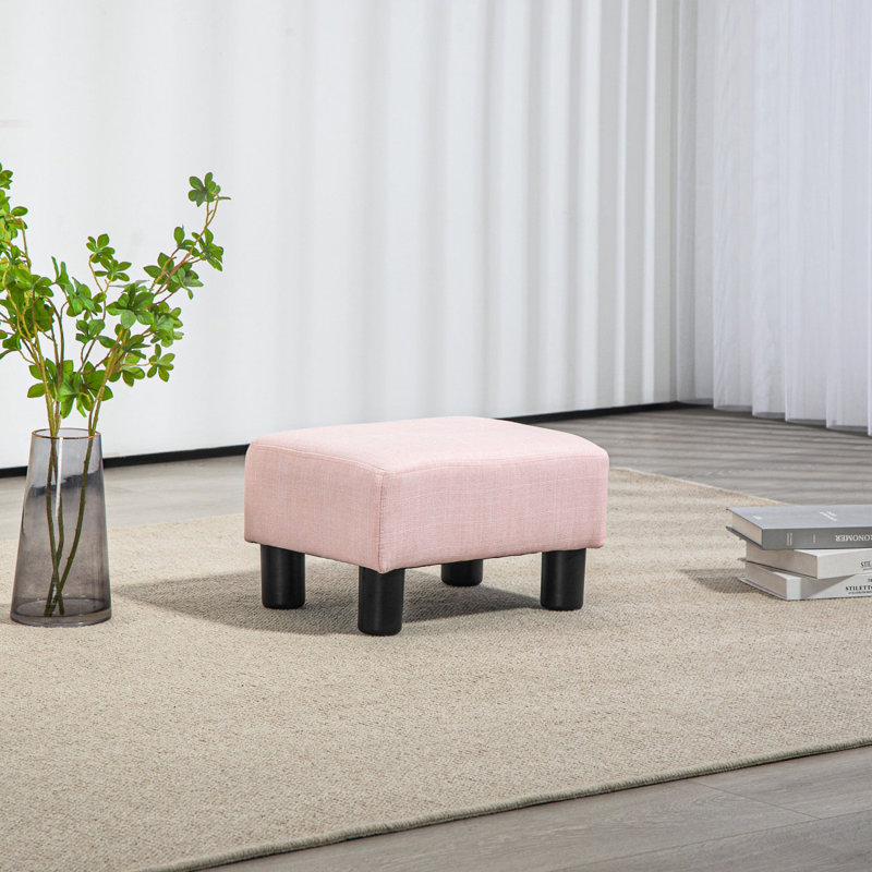 Heskett Upholstered Ottoman, Pink, Polyester