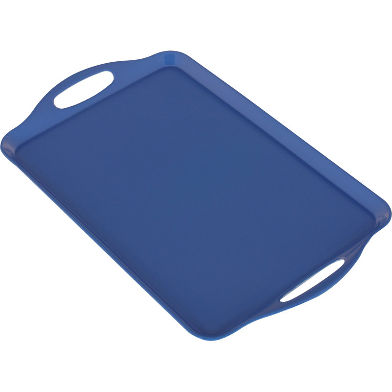 Reston Lloyd Multi-Purpose 18" Rectangle Melamine Plastic Handled Tray, Azure