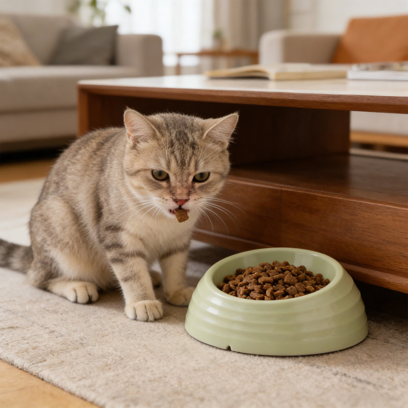 Bol pour chat surélevé en plastique avec conception inclinée, 7,28 po x 2,76 po, Vert
