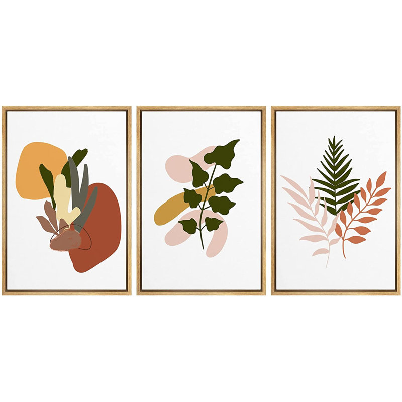 «Abstract Style», ensemble de 3 impressions sur toile à cadre flottant, H 24 po x l 48 po x P 1,5 po, Naturel