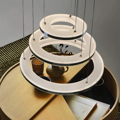 46W 3-ring dimmable LED pendant light with remote control