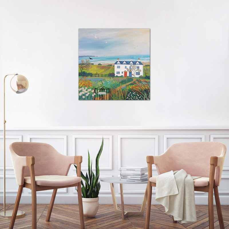 Beach View Cottages - Wrapped Canvas Print, 93.98 cm H x 93.98 cm W x 3.175 cm D