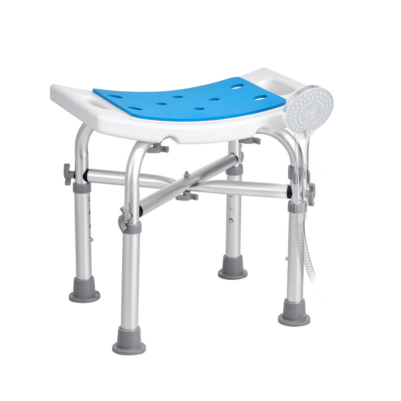 Adjustable Height Multicolor Plastic Shower Chair with Crossbar Support
