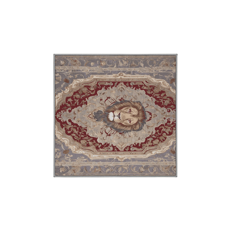 Machine Washable Gray Area Rug, Square 3'
