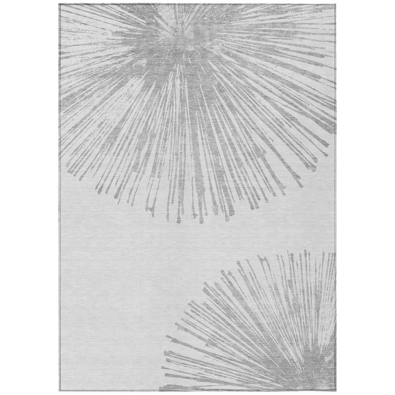 Tapis intérieur lavable abstrait gris et ivoire 3 pi x 5 pi