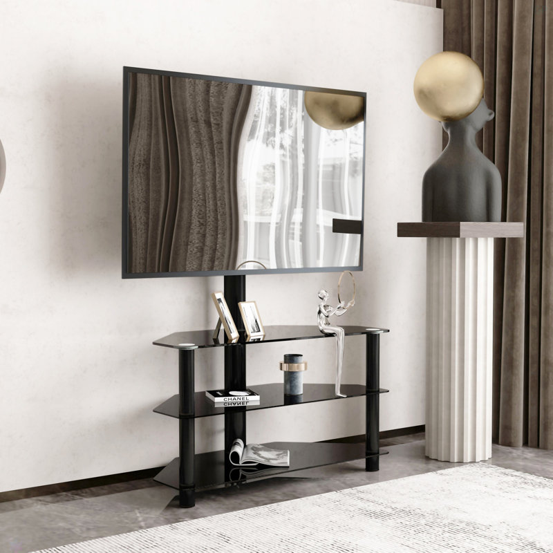 Multi-Function TV Stand Height Adjustable Bracket Swivel 3-Tier,  49.11"H x 15.9"L x 35.58"W