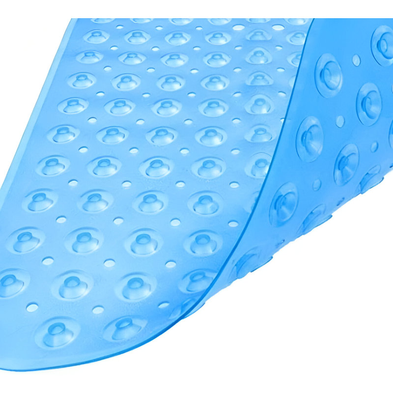 Tapis de bain ovale transparent bleu antidérapant