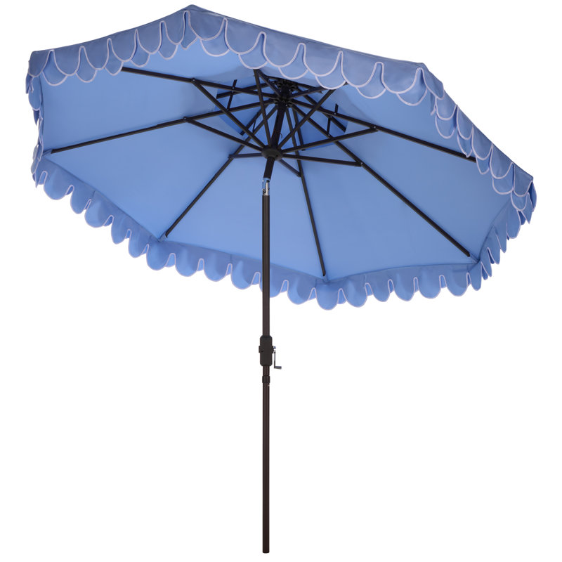 Outdoor Roslyn Crank Outdoor Umbrella, Baby Blue/White