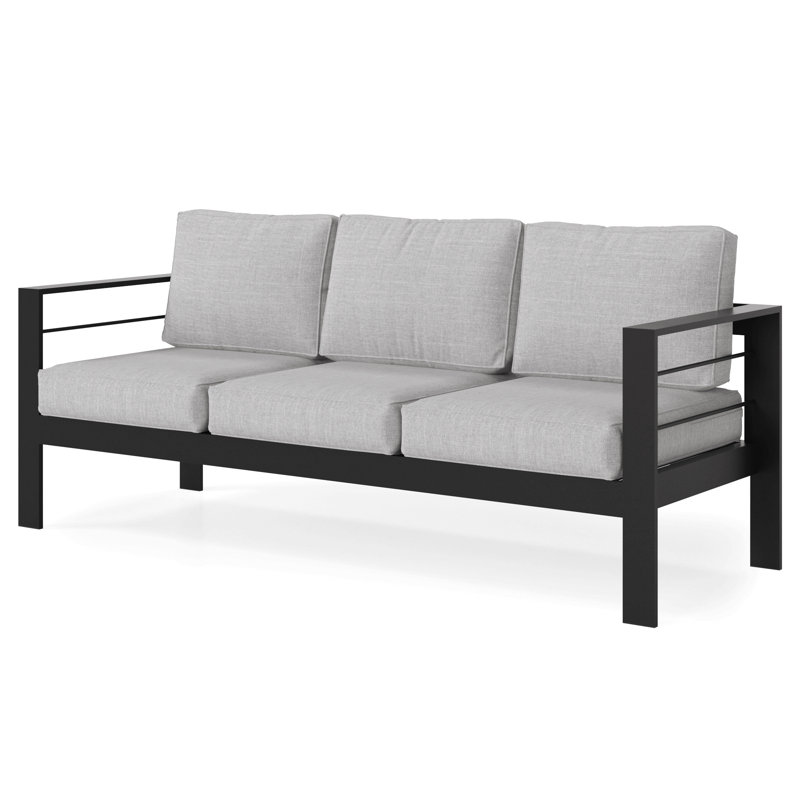 Canapé d'extérieur en aluminium avec 3 sièges, Gris