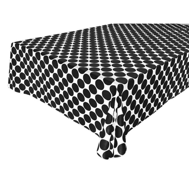 Large Circle Dots Print Tablecloths, Black/White, 58" W x 108" L