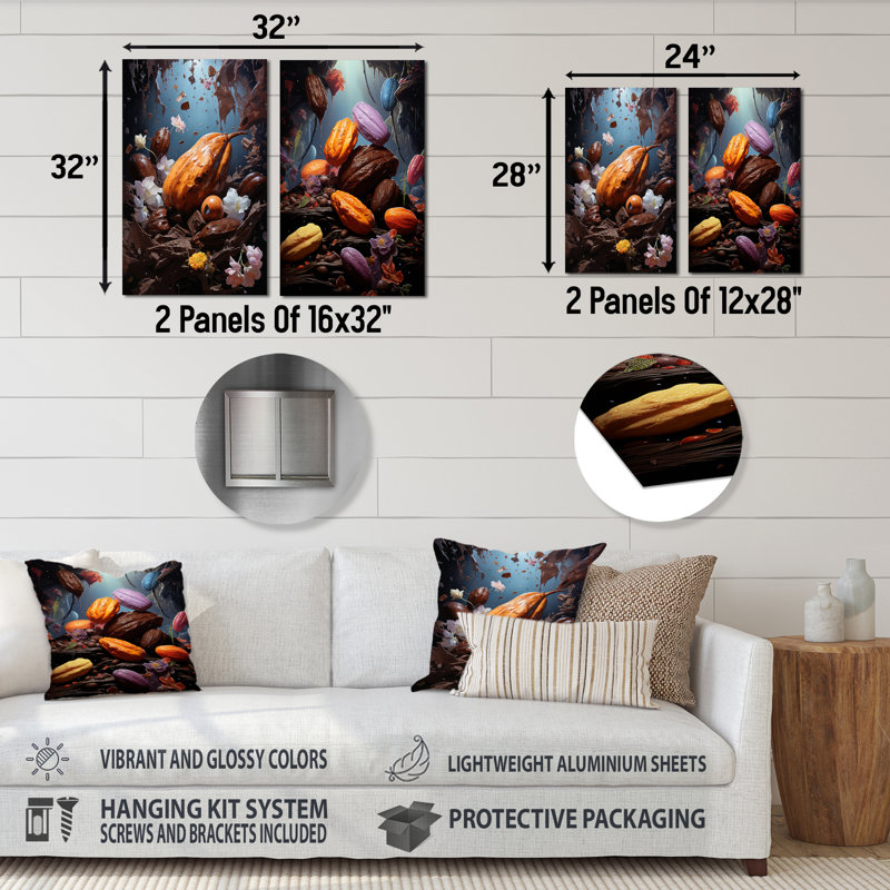 Cocoa Cosmos Galactic - ensemble d'art mural en métal Cacao de 3, H 32 po x l 32 po