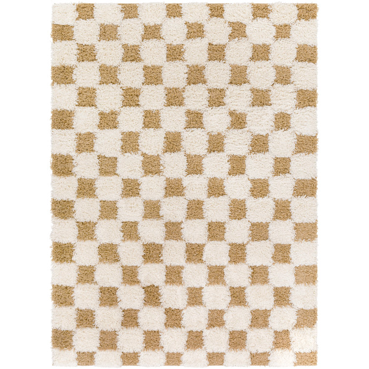 Geatches Geometric Machine Woven Polypropylene Area Rug in Mustard