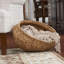 Round Woven Basket with Handles in Handwoven Water Hyacinth and Metal Frame