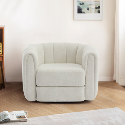 Fauteuil demi-tonneau pivotant, fauteuil d'appoint rond moderne pour le salon