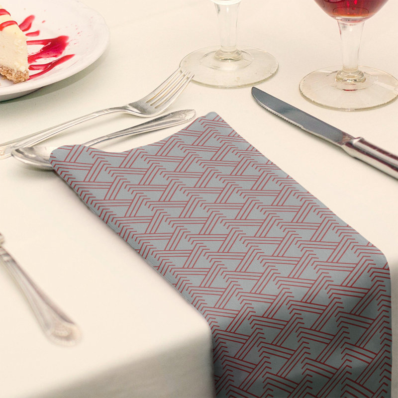 Serviette de table en coton Zig Zag, Gris/rouge, H 0,1 po x l 10 po x P 10 po, Polyester sergé