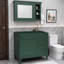 Armoire de meuble-lavabo moderne 36 po sans lavabo, structure en bois massif vert avec 2 tiroirs, tiroir coulissant et porte d'armoire, rangement autoportant pour les essentiels de salle de bain-192603106
