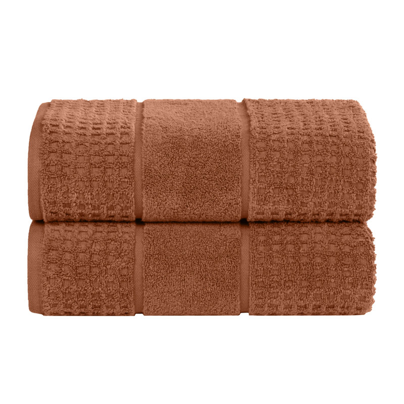 Hiyabel Zero Twist 100% Cotton Waffle Honeycomb Bath Sheet Set, Rust