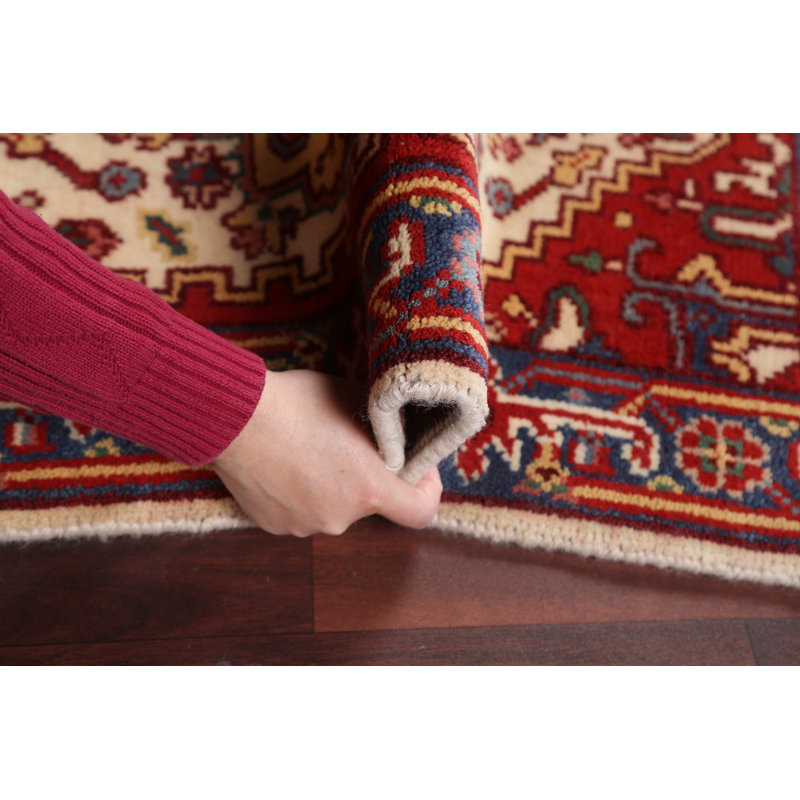 Tapis ivoire / rouge en laine Heriz Serapi