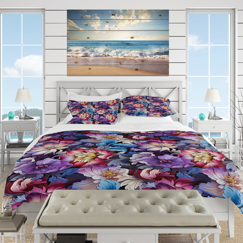 Ensemble de housse de couette Floral Mirage, Housse de couette pour très grand lit et 2 très