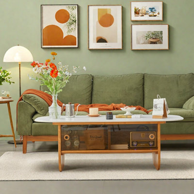 Table basse en bois massif de style crème à bûches