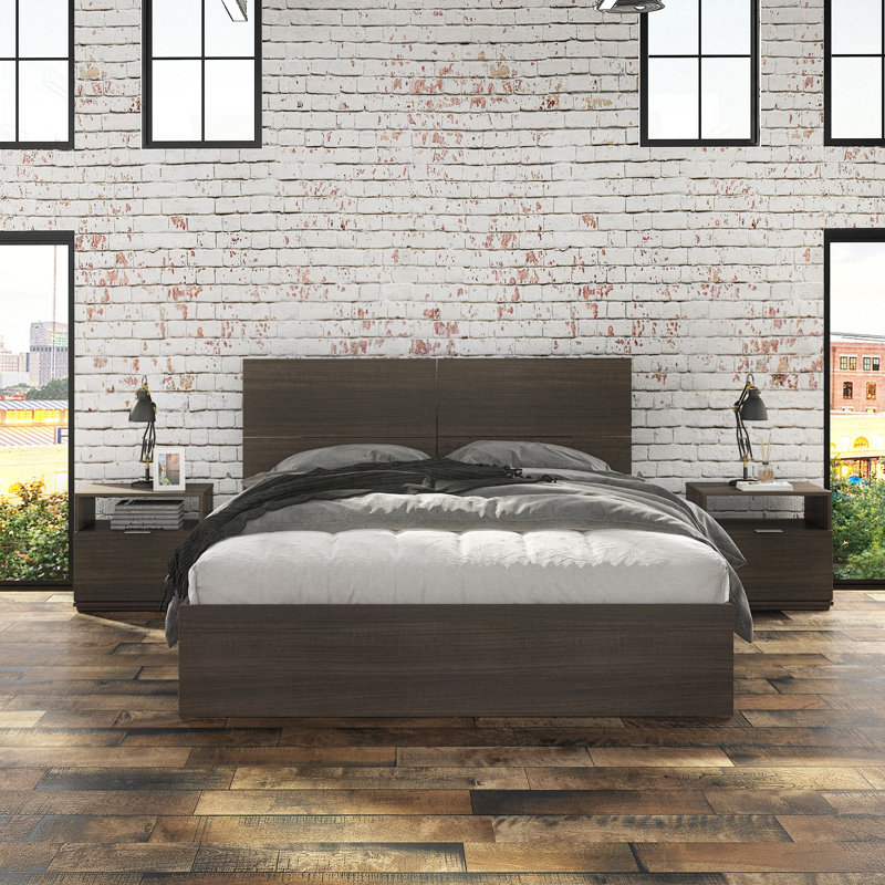 Platform Bed, Charcoal Gray