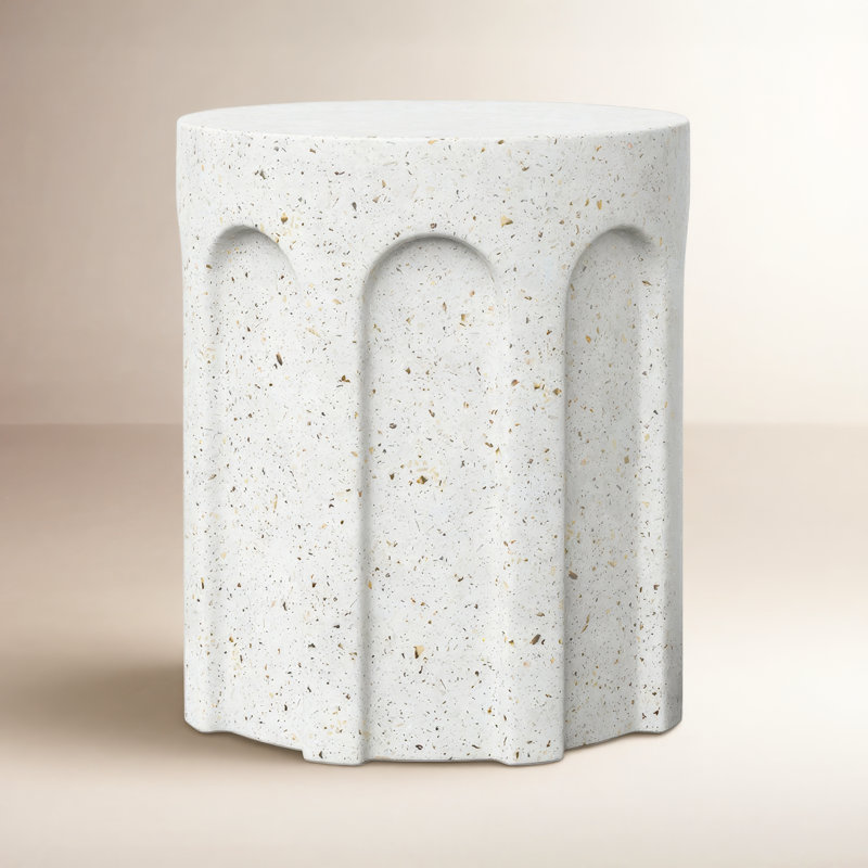 Mikah Concrete Stool, Ivory