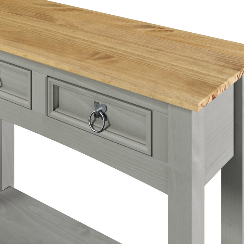 Console en bois massif Dinnington, gris, Brun
