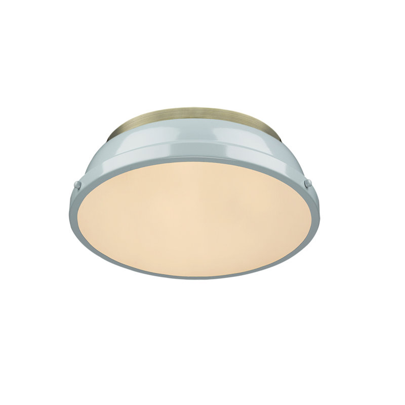 Plafonnier encastré 2 lumières Calico, Laiton vieilli, Écume de mer