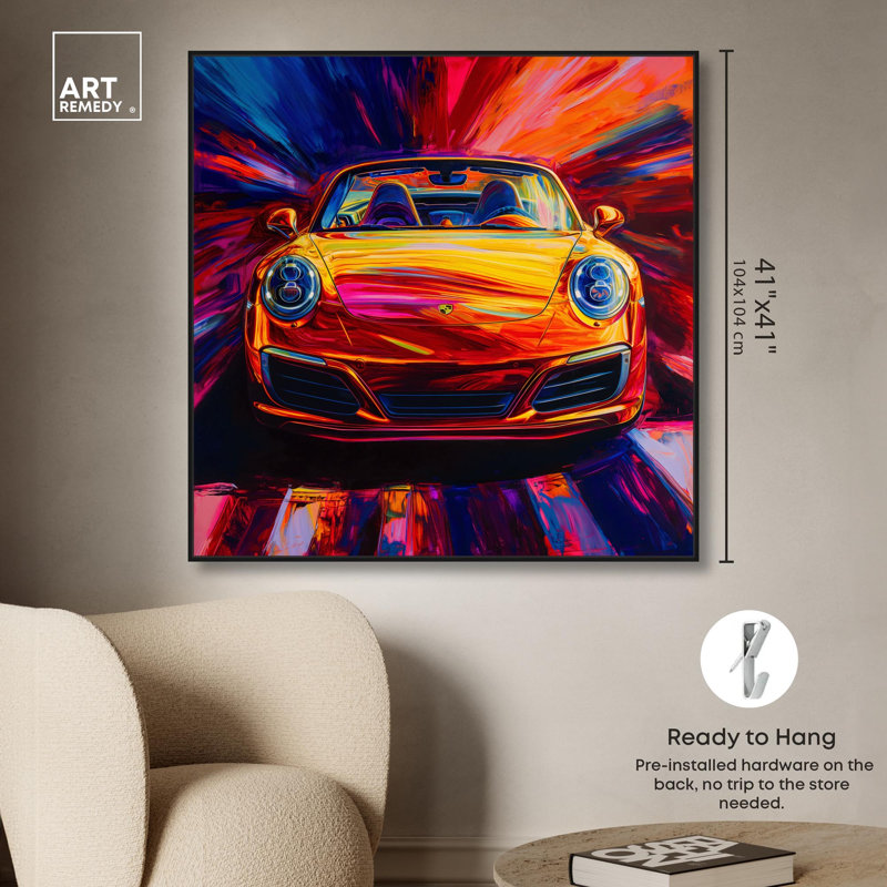 Art de graffiti sur toile, art rétro, H 41 po x l 41 po x P 1,8 po, Cadre flottant noir