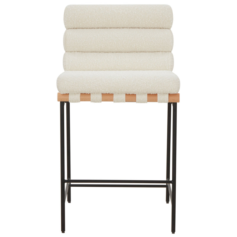 Macibella Channel Tufted Boucle Counter Stool, Ivory