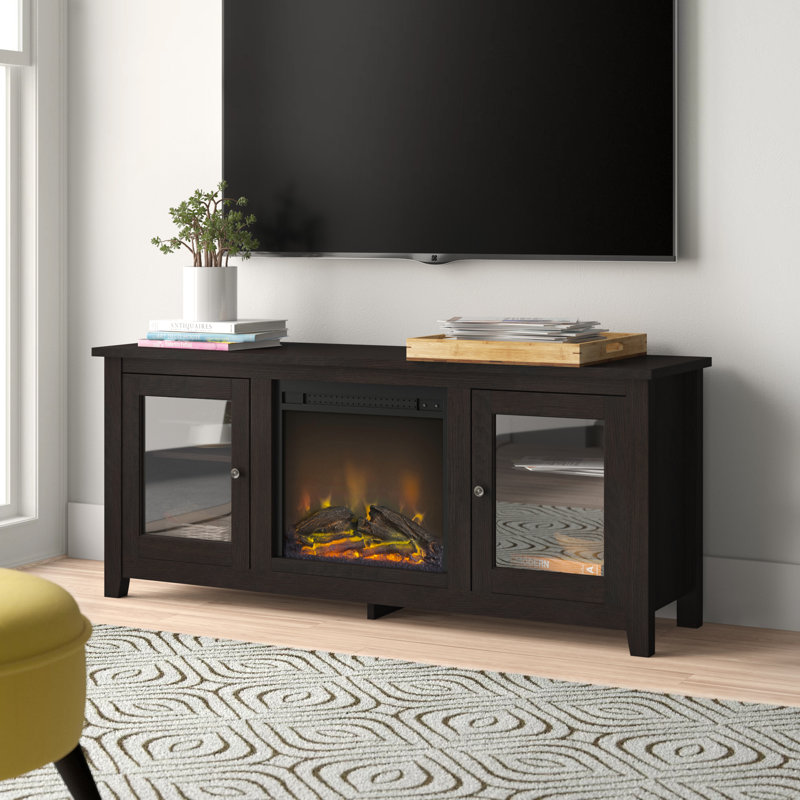 Meuble télé avec foyer électrique pour téléviseur de 65 po ou moins Kohn, Espresso