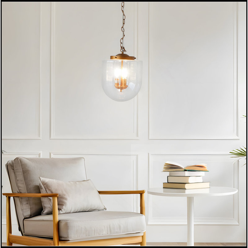 Luminaire suspendu - Or grossier et verre transparent