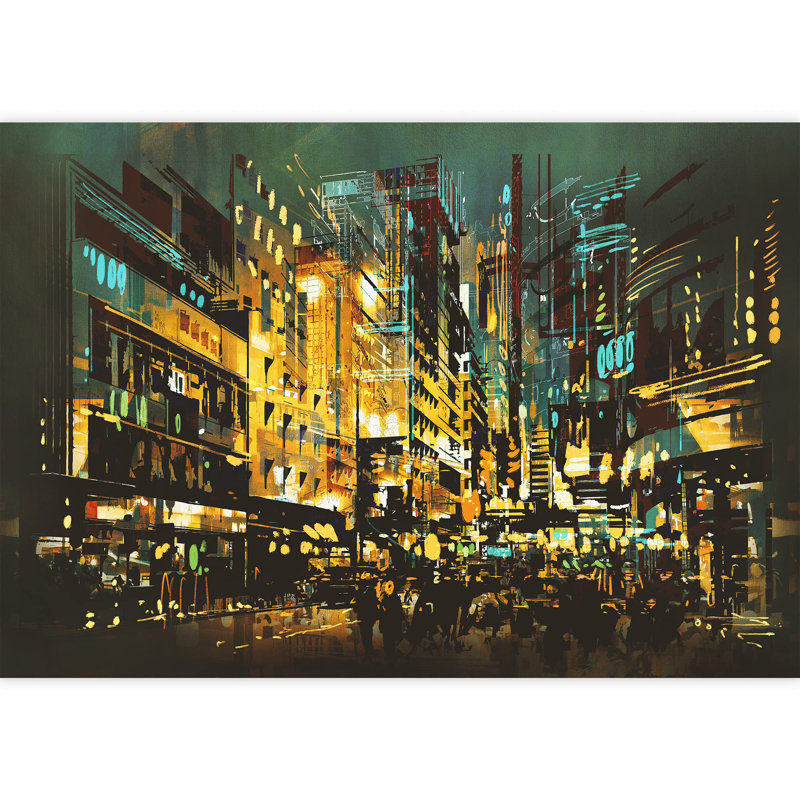 Modern City Buildings Border, 100" L x 144" W