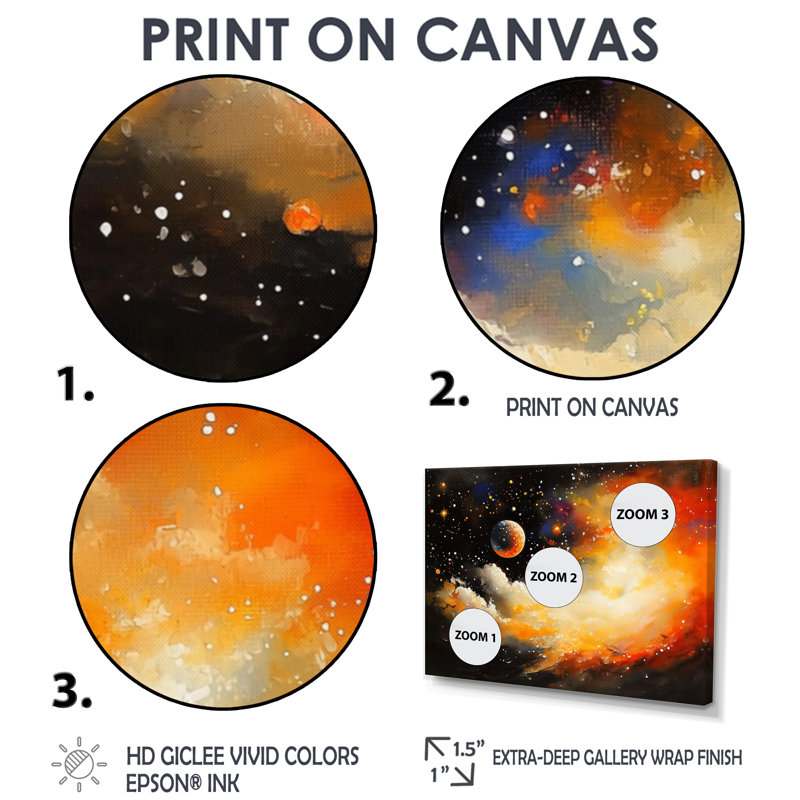 «Heavenly Borps Dark Galaxy - Space», reproduction sur toile, H 12 po x l 20 po, Noir