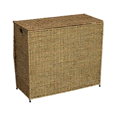 3‑Compartment Seagrass Laundry Sorter Wicker Hamper