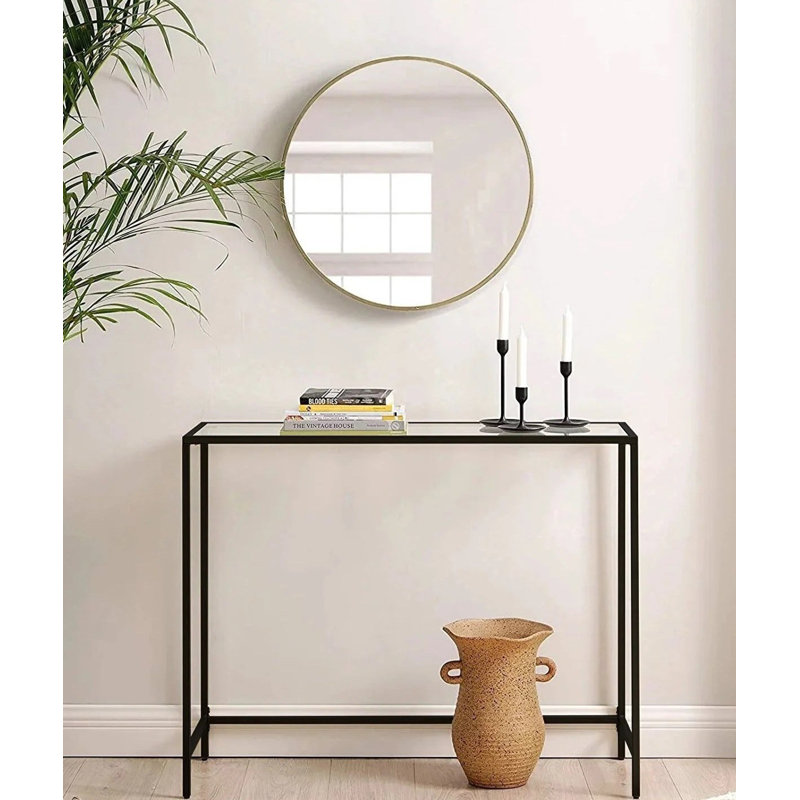 100cm Glass Top Console Table, Black