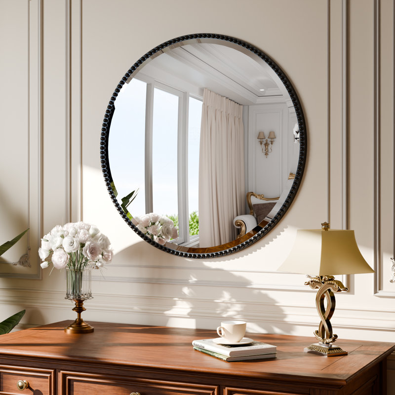 Miroir décoratif rond, Noir, 36 po x 36 po