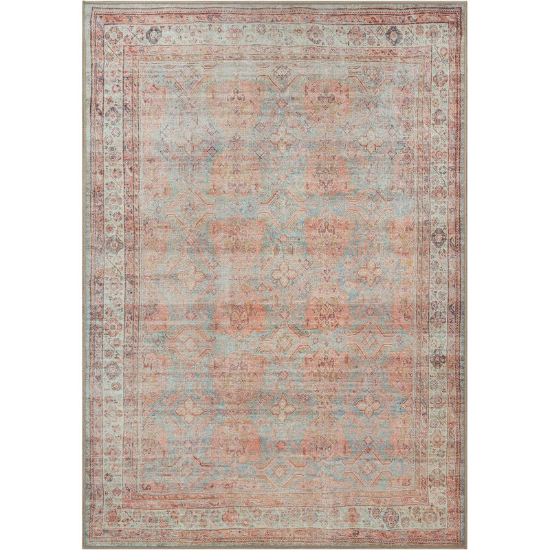 GLN Rugs Traditional Collection - Machine Washable Area Rug, Traditional Washable Rug, Non Slip Washable Rug, Low Pile Chenille Living Room Rug, Bedroom Rug, Kitchen Rug (Multicolor Rug)