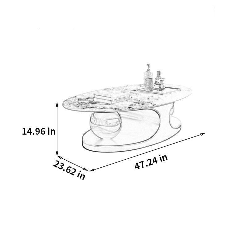 Modern Personalized Rock Slab Coffee Table, 14.96" H x 47.24" L x 23.62" W