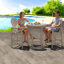 Ensemble de salle à manger de patio durable en Hdpe 3 pièces, charme rustique pour balcon et bord de piscine